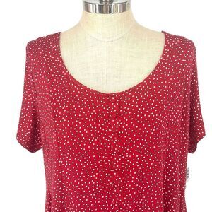 Torrid 3 NWT Super Soft Knit Red Polka Dot‎ Button Down Top
